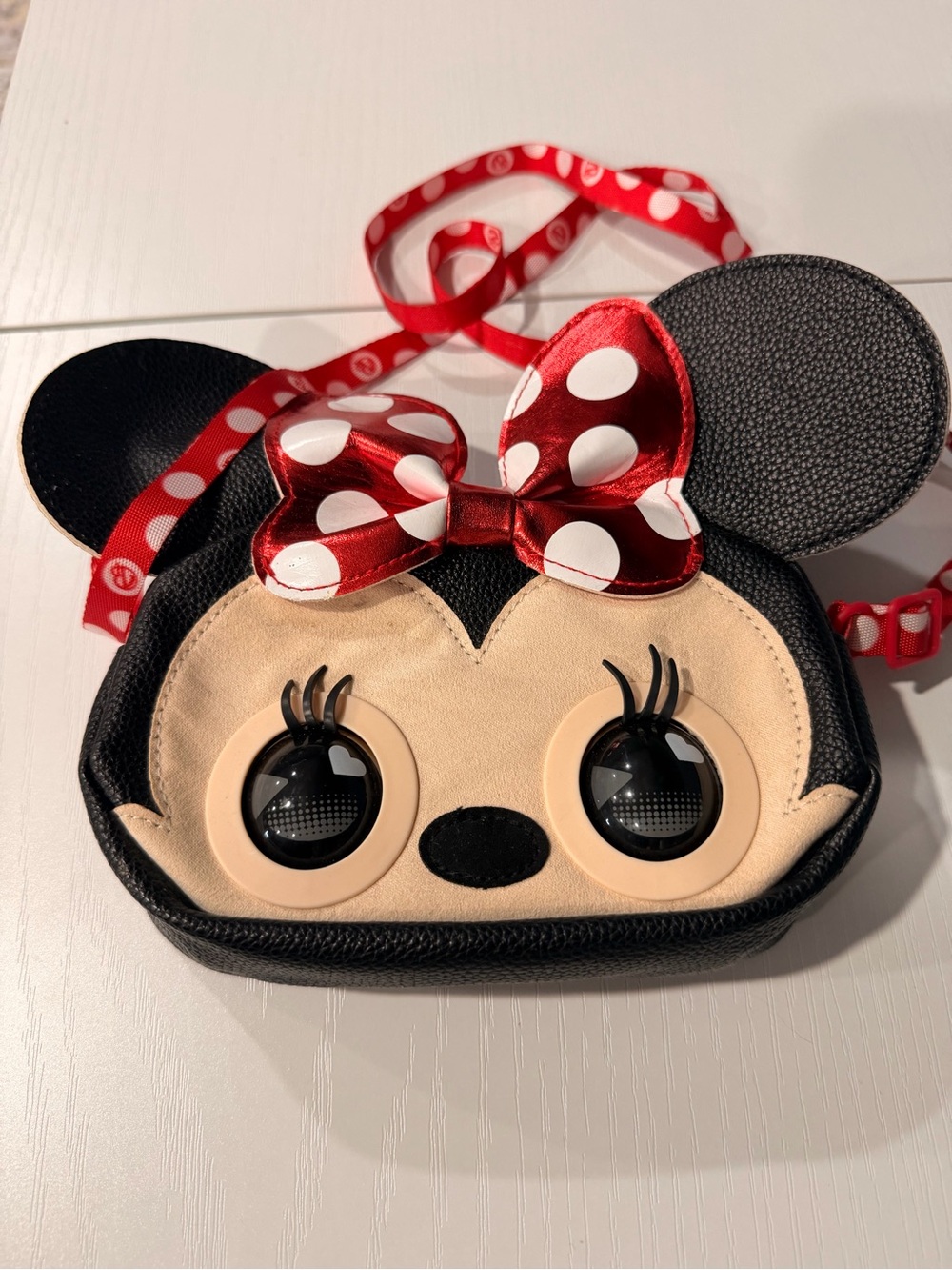 Kids Red Polka Dot Bow Character Crossbody Bag